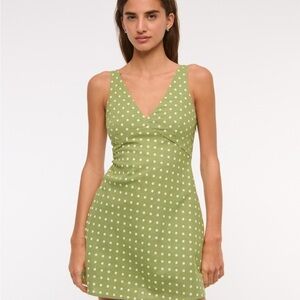 Abercrombie & Fitch V-Neck Linen-Blend Mini Dress